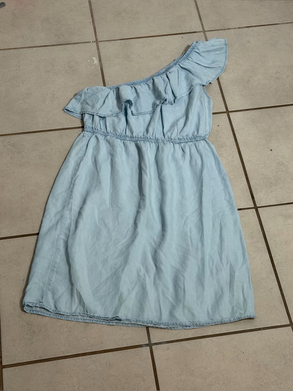 Old Navy Women Chambray Spring‎ Light Blue One-Shoulder Ruffle Dress size S